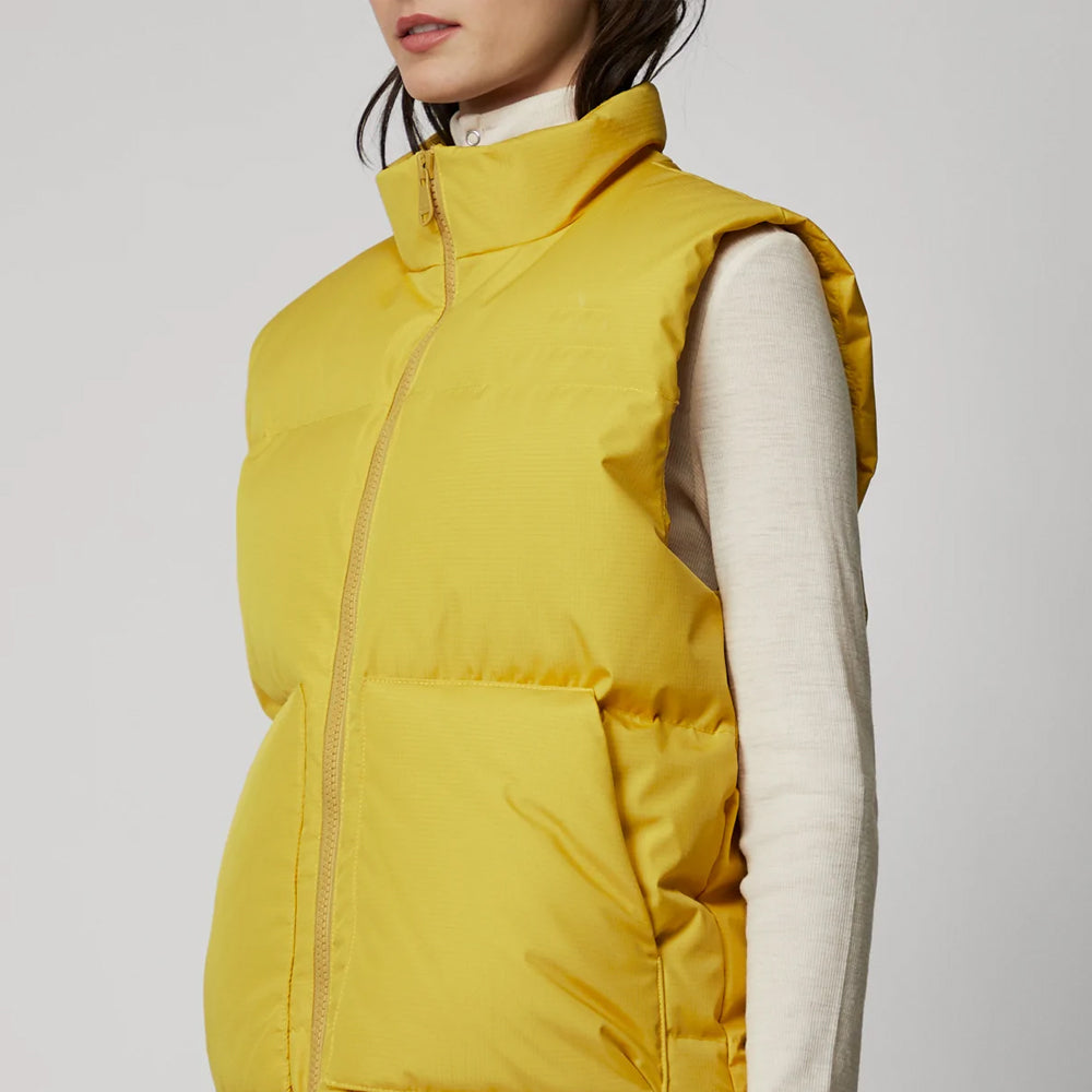 Women’s "Solar Core" Sleeveless Puffer | Premium Canary Yellow Matte Shell | Lightweight Insulated Winter Vest | Full Grain Apparel