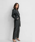 Women’s Black Long-Sleeved Lambskin Leather Jumpsuit | "Second-Skin" Luxury One-Piece | Full Grain Apparel