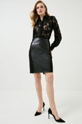 Women’s "Midnight Onyx" Lambskin Leather Pencil Skirt | Premium Black High-Waisted Bodycon Skirt | Full Grain Apparel