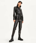 Women’s Black Sheepskin Leather Dress Jumpsuit | Sleek "Night-Out" One-Piece | Full Grain Apparel