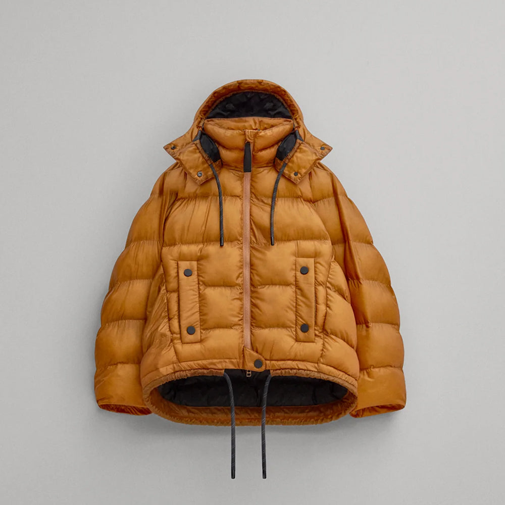 Women’s "Inferno" High-Vis Puffer | Premium Fire Yellow Matte Finish | Insulated Winter Jacket with Integrated Hood | Full Grain Apparel