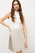 Women’s "Alabaster Heritage" Buckle Leather Kilt | Off-White Sheepskin Pleated Wrap Skirt | Full Grain Apparel