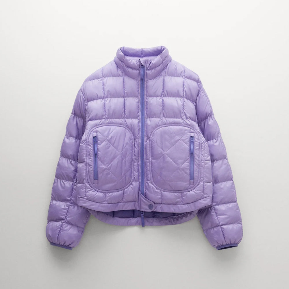 Women’s "Royal Frost" Winter Puffer | Premium Deep Purple Matte Finish | Ultra-Warm High-Loft Quilted Jacket | Full Grain Apparel