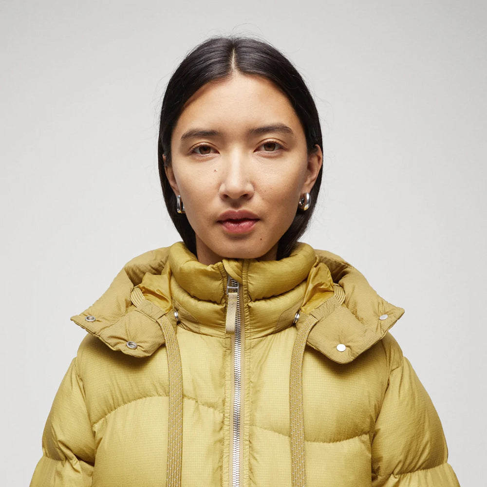Women’s "Solar Flare" Essential Puffer | Vibrant Yellow Matte Finish | Lightweight Quilted Winter Jacket | Full Grain Apparel