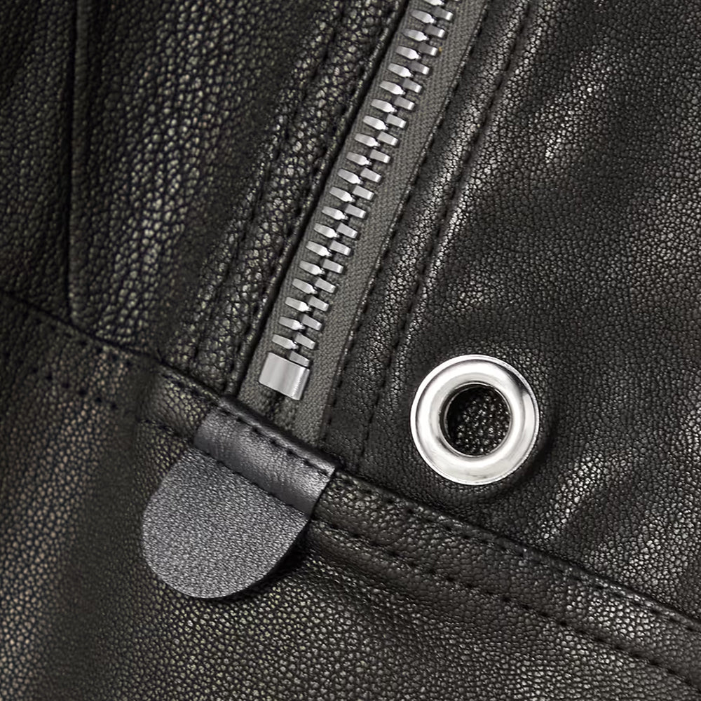 Women’s "Edge-City" Zippered Trousers | Premium Black Sheepskin | High-Detail Genuine Leather Moto-Style Pants | Full Grain Apparel