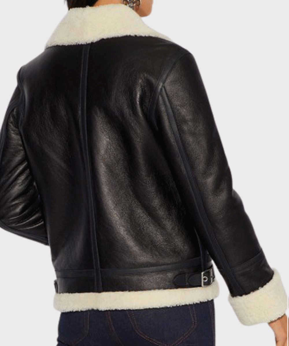 Women’s "Alpine-Luxe" Aviator | Ivory Premium Sheepskin | Authentic Cream-on-Cream Shearling B3 Jacket | Full Grain Apparel