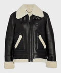 Women’s "Alpine-Luxe" Aviator | Ivory Premium Sheepskin | Authentic Cream-on-Cream Shearling B3 Jacket | Full Grain Apparel