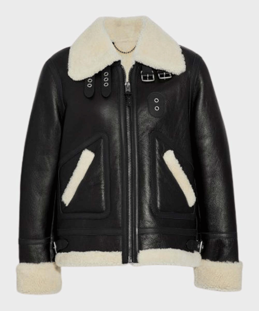Women’s "Alpine-Luxe" Aviator | Ivory Premium Sheepskin | Authentic Cream-on-Cream Shearling B3 Jacket | Full Grain Apparel
