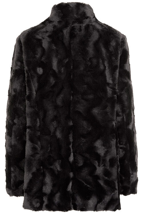 Women’s Black Fur Leather Jacket | Rugged Stealth Elegance | Full Grain Apparel