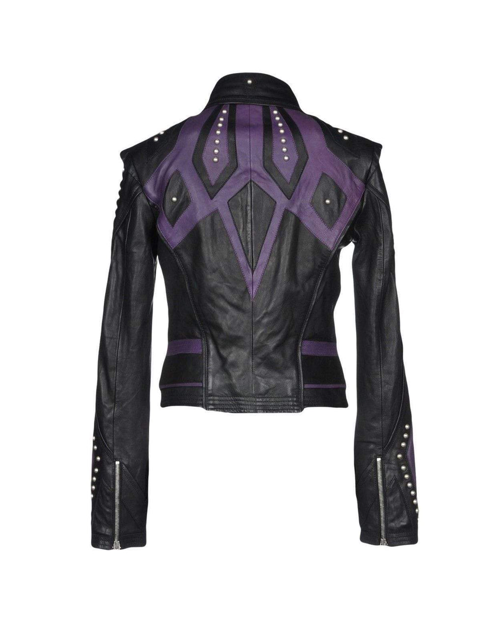 Women’s Black Purple Studded Leather Jacket | Full Grain Apparel