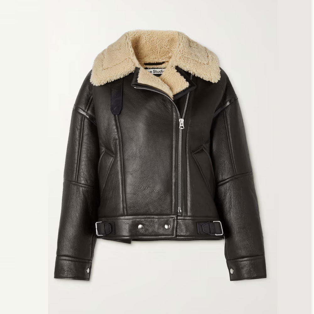 Women’s Black B3 RAF Aviator Cowhide Shearling Jacket | Heavy-Duty Grain Leather Pilot Coat | Full Grain Apparel
