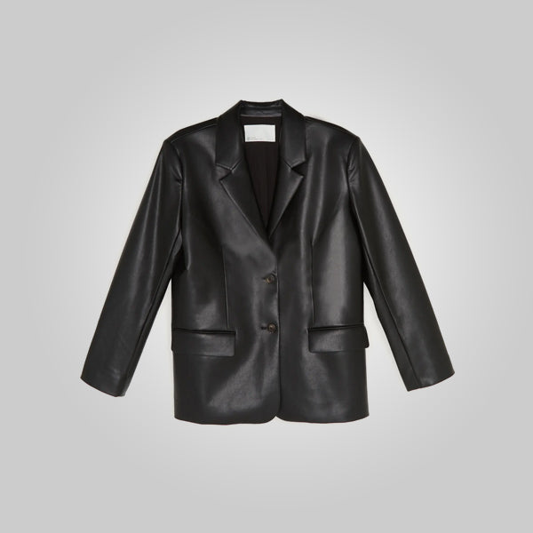 Women’s "Midnight Onyx" Soft Leather Blazer | Premium Black Nappa Lambskin | Essential Tailored Executive Jacket | Full Grain Apparel