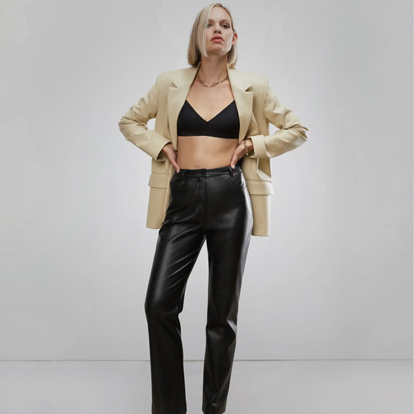 Women’s "Ivory Peak" Blazer Coat | Premium Cream Goatskin | Longline Structured Leather Jacket | Full Grain Apparel