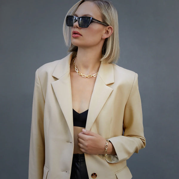 Blazer Abrigo de Mujer "Ivory Peak" | Piel de Cabra Premium Color Crema | Chaqueta de Cuero Estructurada Larga | Prenda de Piel de Grano Completo