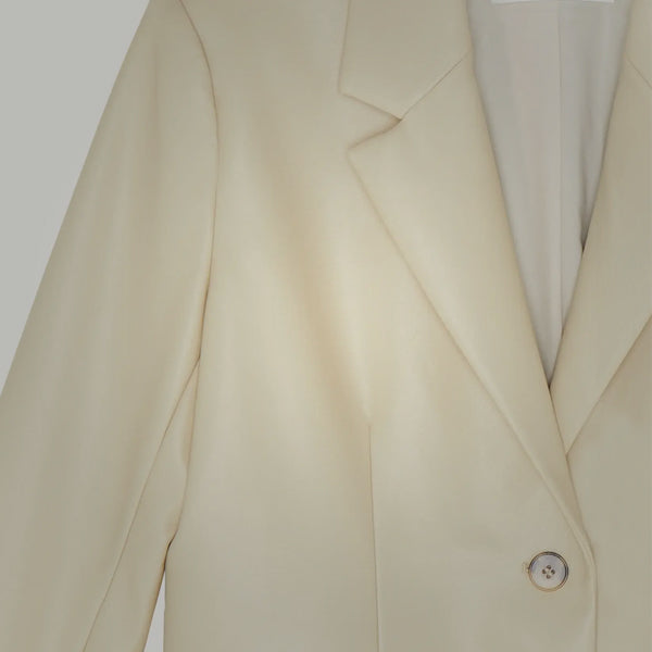 Women’s "Ivory Peak" Blazer Coat | Premium Cream Goatskin | Longline Structured Leather Jacket | Full Grain Apparel