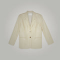 Women’s "Ivory Peak" Blazer Coat | Premium Cream Goatskin | Longline Structured Leather Jacket | Full Grain Apparel