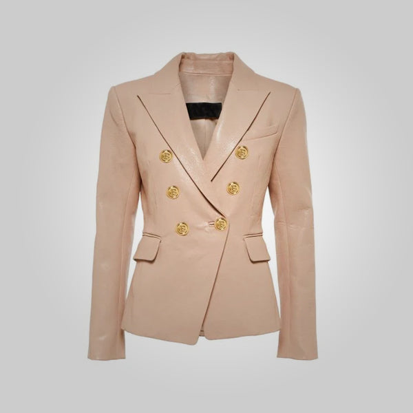 Women’s "Soho" Nappa Leather Blazer | 100% Natural Grain Lambskin | Tailored Single-Breasted Executive Coat | Full Grain Apparel