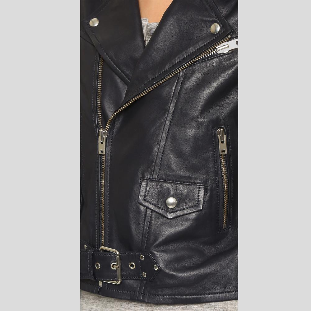Women’s Zora Black Biker Leather Jacket | Full Grain Apparel