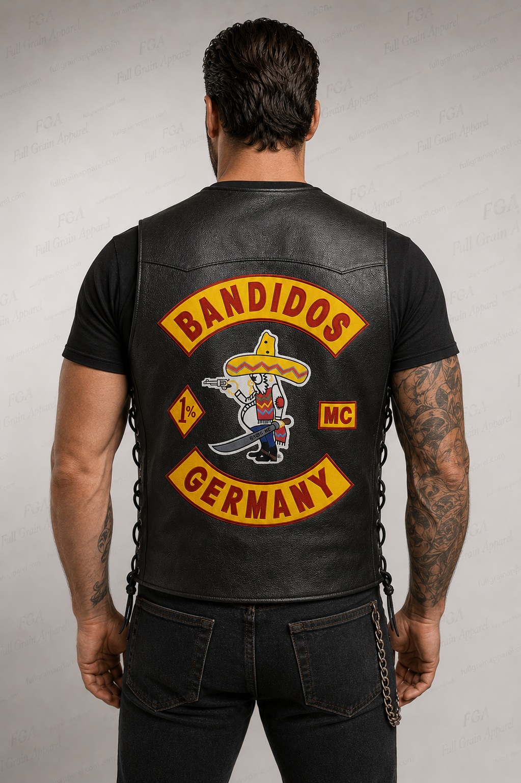 Bandidos Germany leather riding vest rear patch design