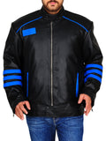Men’s Black & Blue Biker Leather Jacket | Electric Moto Style | Full Grain Apparel