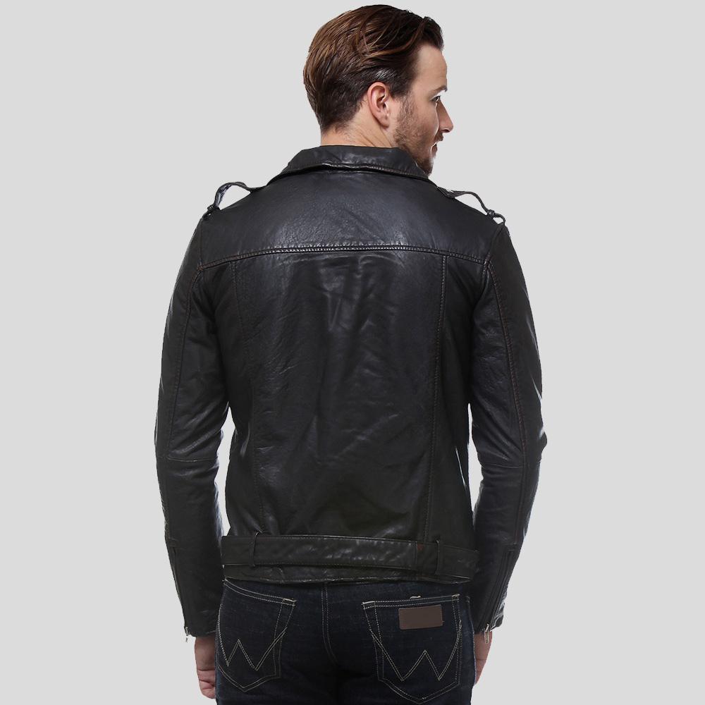 Men's Freddie Black Biker Leather Jacket | Italian Sheep Nappa | Full Grain Apparel