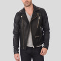 Men's Coby Black Biker Leather Jacket | Full Grain Apparel