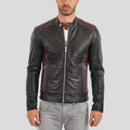 Men's Euan Black Biker Leather Jacket | Full Grain Apparel
