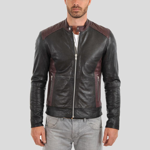 Men's Euan Black Biker Leather Jacket | Full Grain Apparel