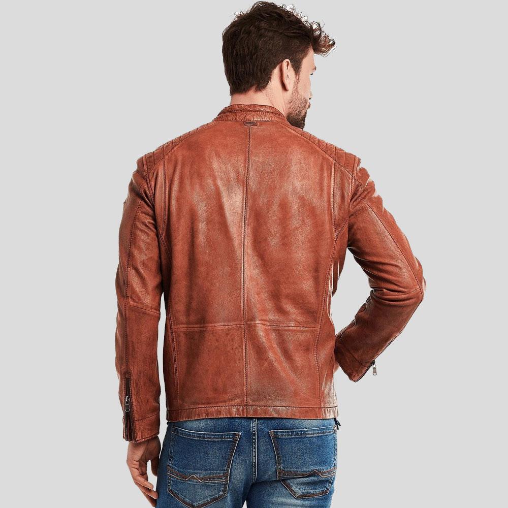 Men's Finley Brown Biker Leather Jacket | Full Grain Apparel