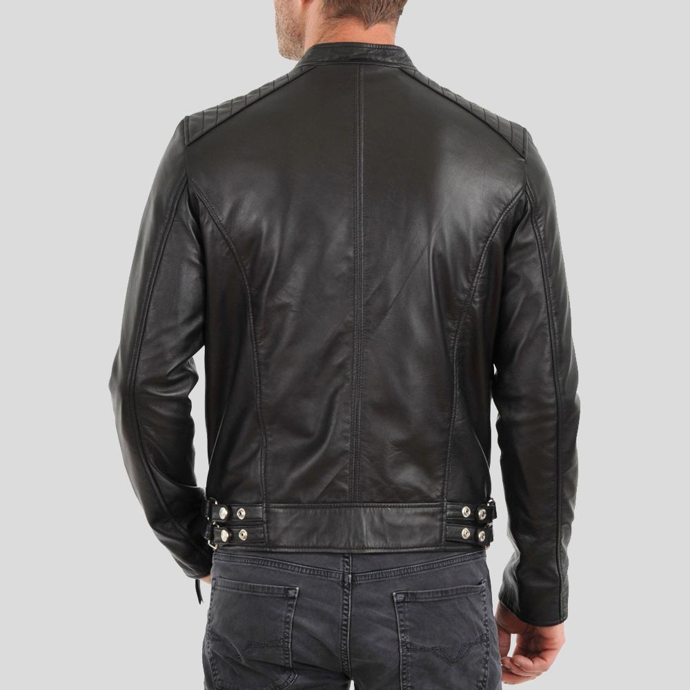 Men's Fraser Black Biker Leather Jacket | Full Grain Apparel