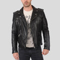 Men's Gregor Black Biker Leather Jacket | Full Grain Apparel