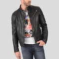Men's Hector Black Biker Leather Jacket | Full Grain Apparel