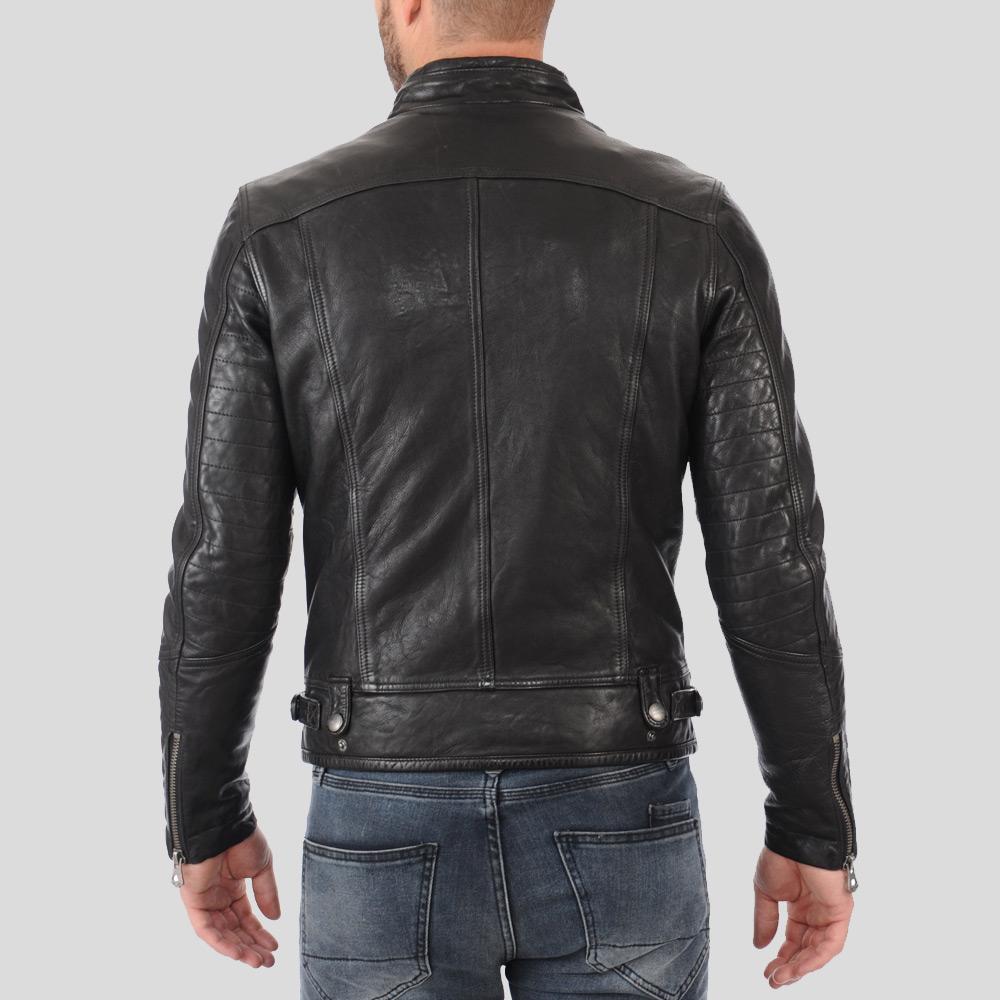 Men's Hector Black Biker Leather Jacket | Full Grain Apparel
