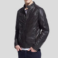 Men's Hugo Black Biker Leather Jacket | Full Grain Apparel