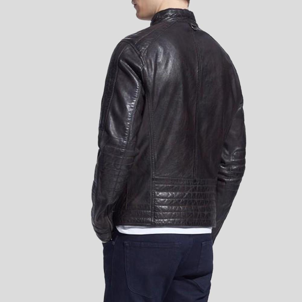 Men's Hugo Black Biker Leather Jacket | Full Grain Apparel