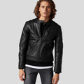 Men's Jake Black Slim Fit Biker Jacket | Genuine Cowhide Leather | Full Grain Apparel