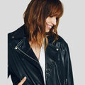 Women's Lucia Black Biker Leather Jacket | Genuine Lambskin | Full Grain Apparel