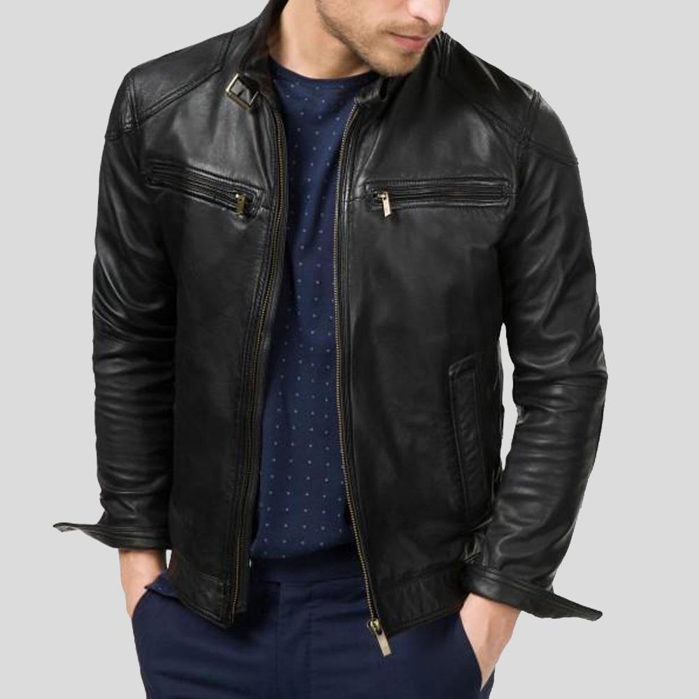 Men's Rory Black Biker Leather Jacket | Full Grain Apparel