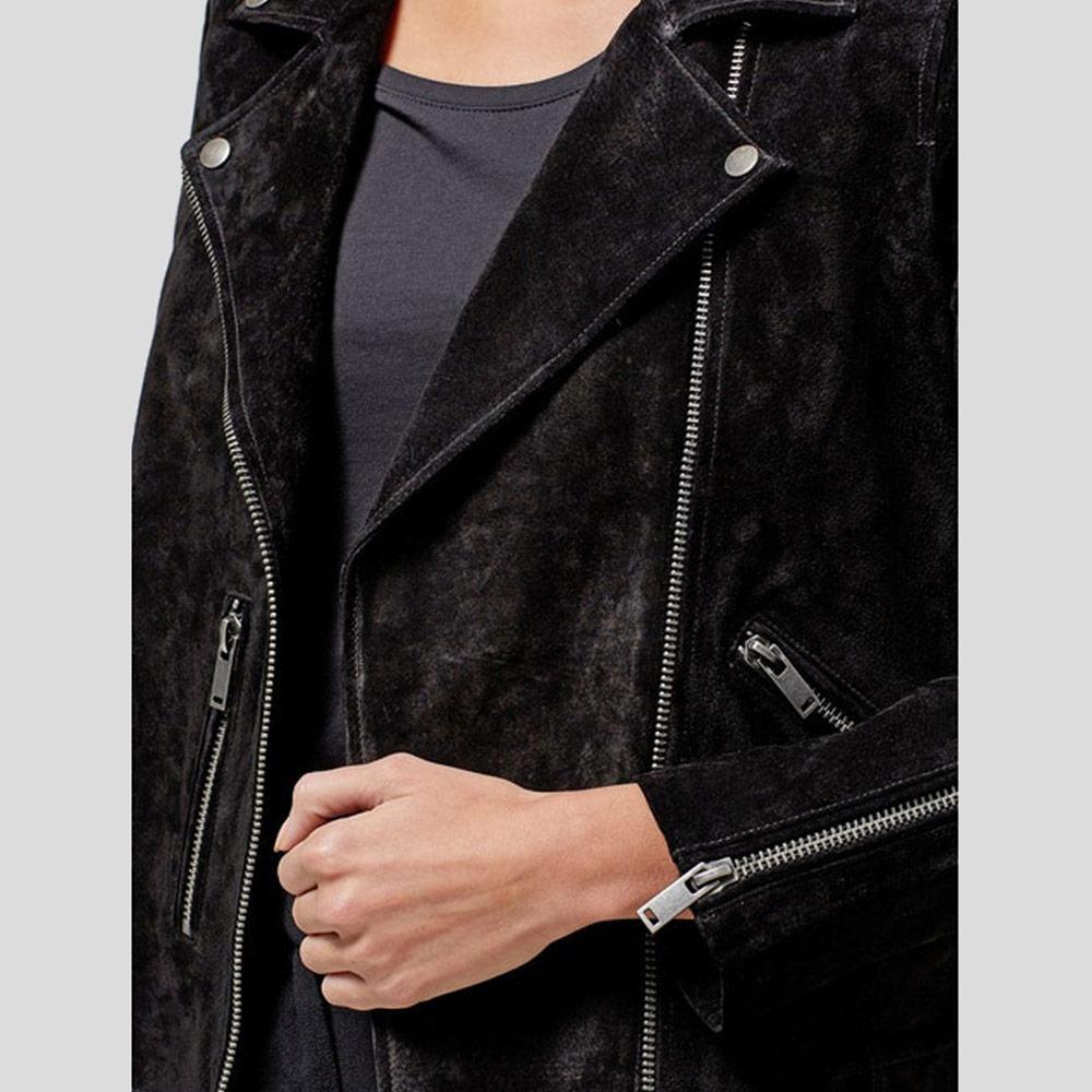 Women's Gracie Black Suede Biker Leather Jacket | Full Grain Apparel