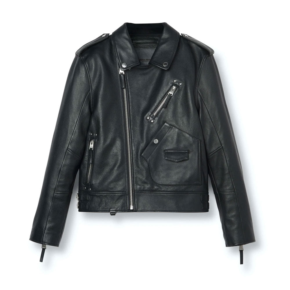 Men’s Black Leather Biker Jacket - Heavy-Duty Cowhide | Full Grain Apparel