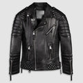 Men’s Black Quilted Leather Biker Jacket - Diamond Stitch Edition | Full Grain Apparel