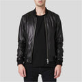 Men's Luke Black Bomber Leather Jacket | Genuine Lambskin | Full Grain Apparel