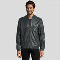 Men's Noch Black Bomber Leather Jacket | Genuine Lambskin | Full Grain Apparel