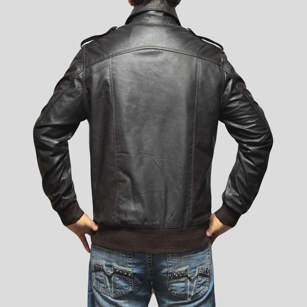 Men's Willy Black Bomber Leather Jacket | Four Pocket Utility | Full Grain Apparel