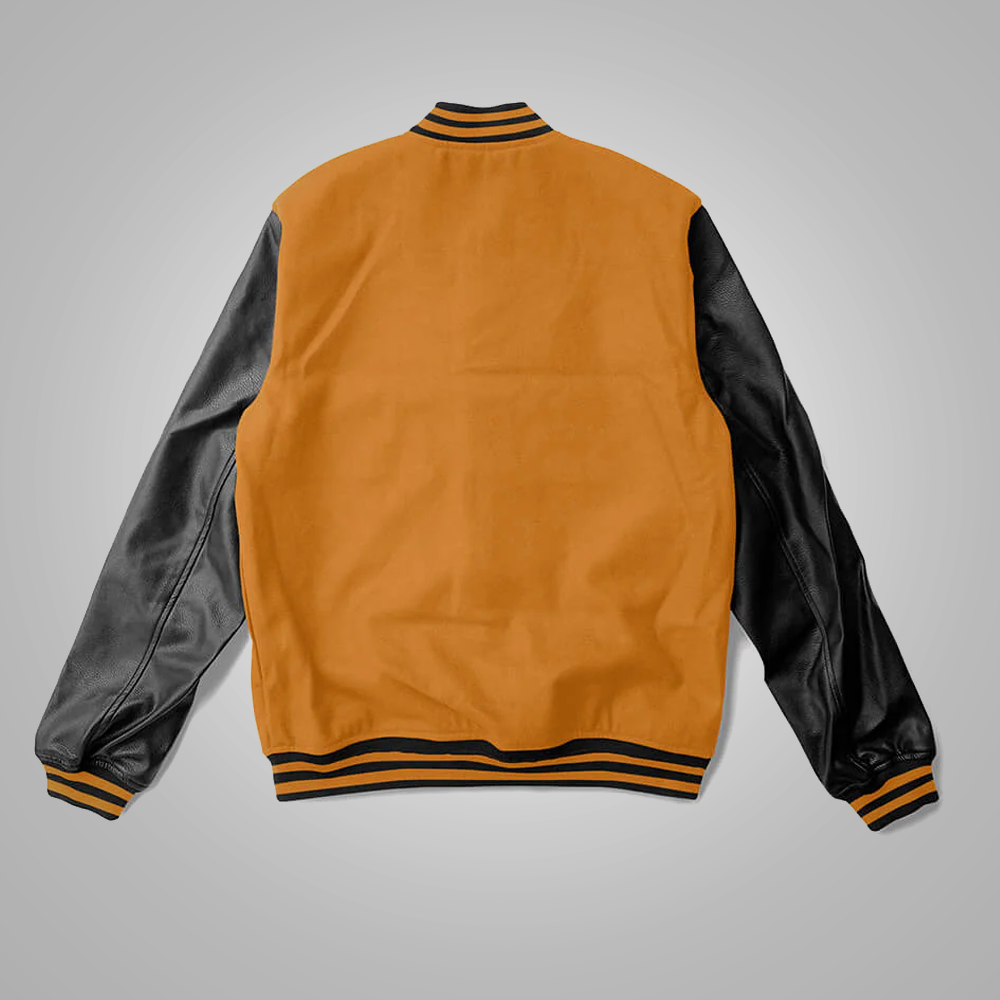 Black & Gold Varsity Jacket - Leather Letterman | Full Grain Apparel