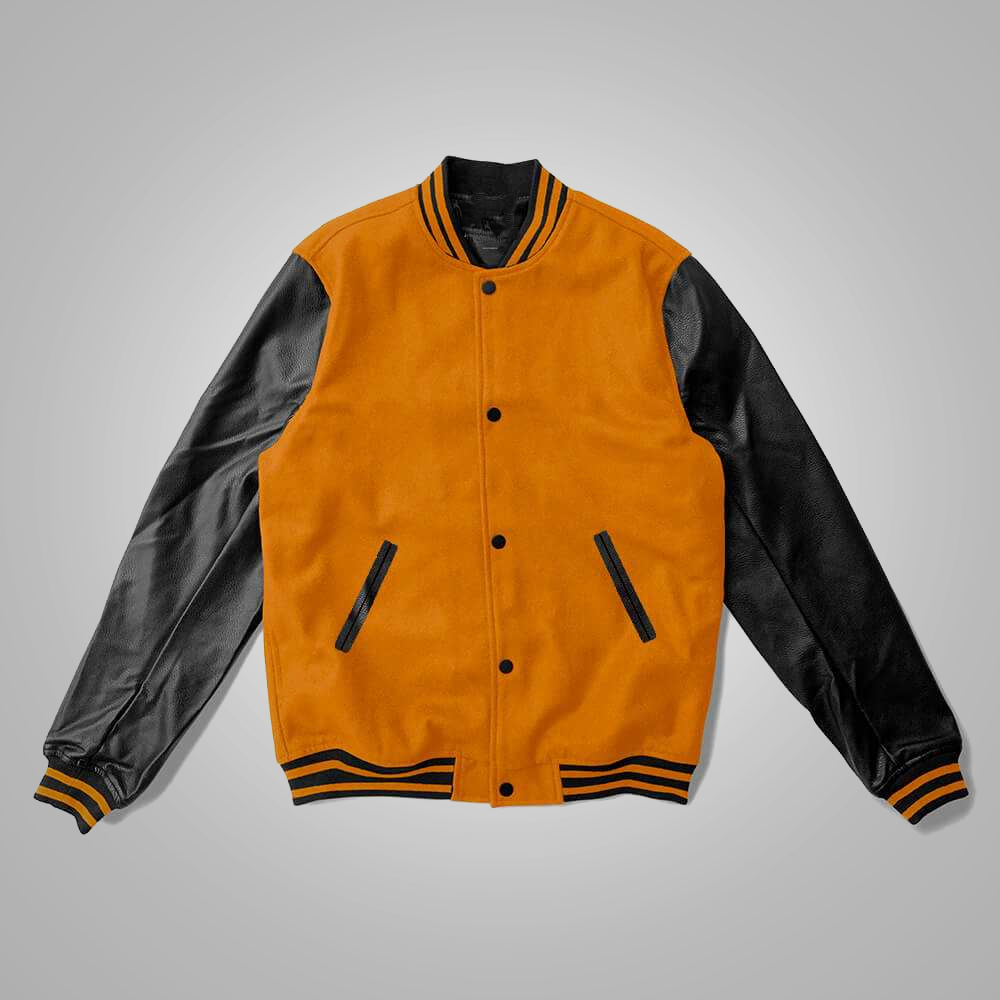 Black & Gold Varsity Jacket - Leather Letterman | Full Grain Apparel