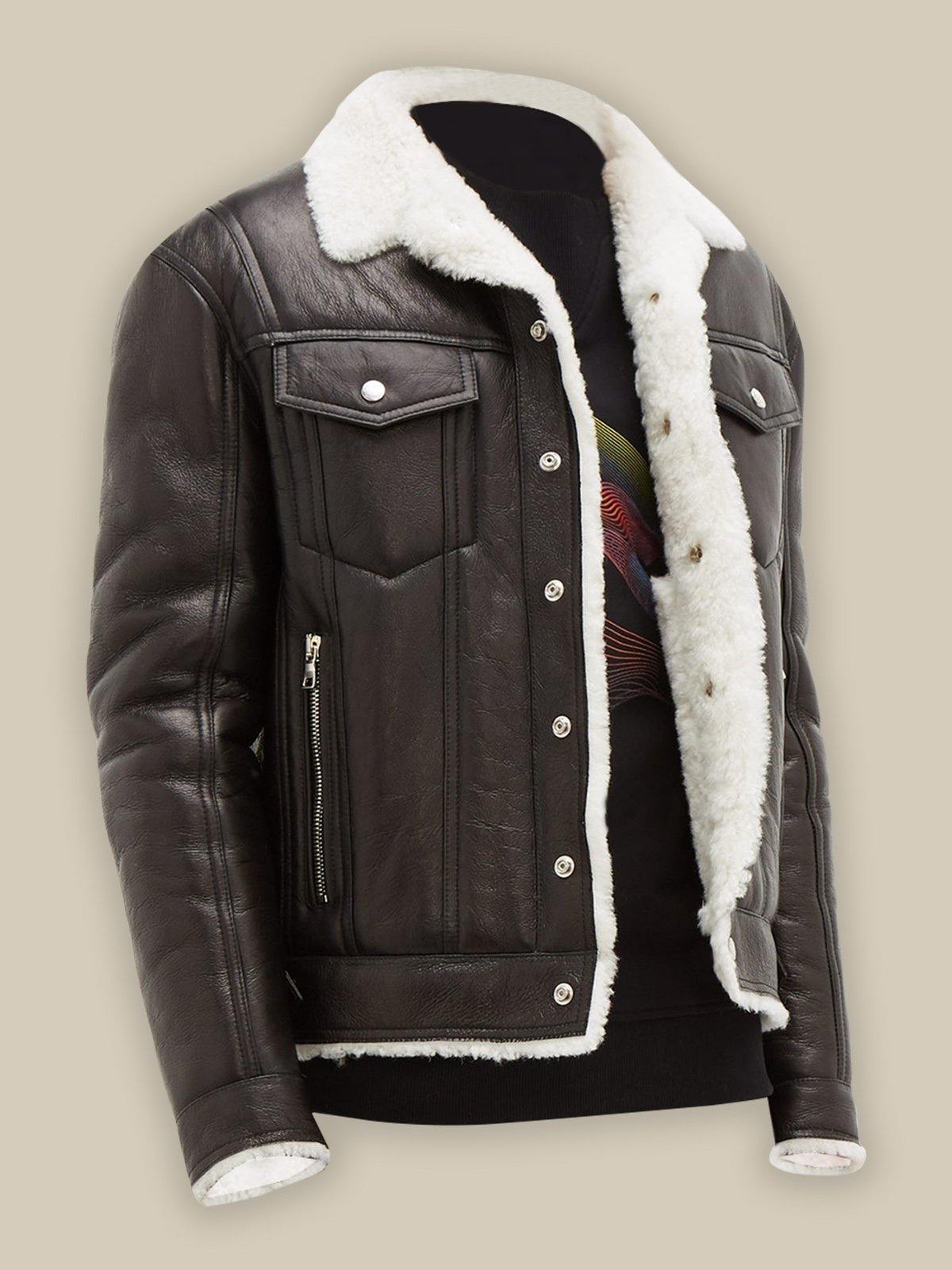 Men’s Streetstyle Shearling Jacket | Rugged Winter Aviator Wear | Full Grain Apparel