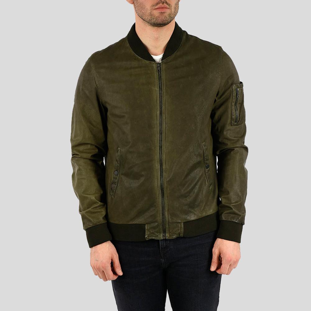 Men’s Briggs Green Suede Leather Jacket | Full Grain Apparel