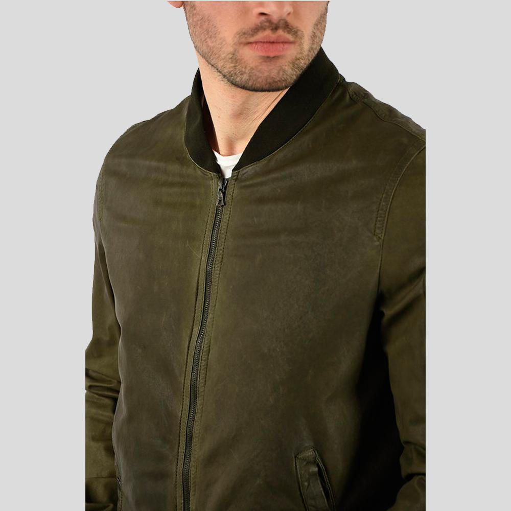Men’s Briggs Green Suede Leather Jacket | Full Grain Apparel