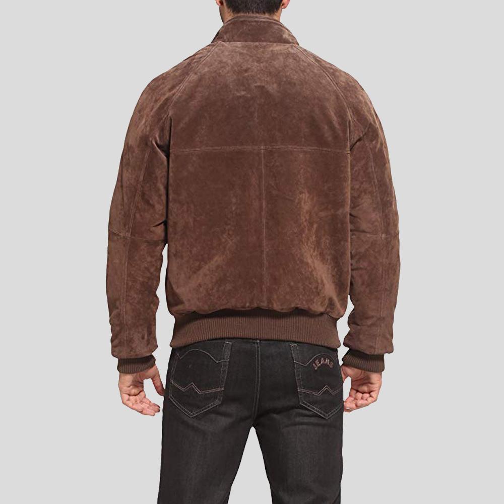 Men's Harry Suede Brown Bomber Leather Jacket | Genuine Lambskin | Full Grain Apparel